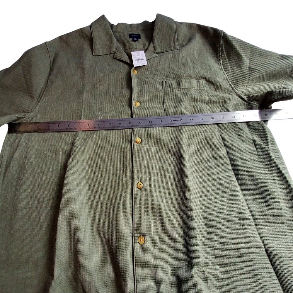 J.Crew Mens  Size XXL Olive Waffle Knit Short Sleeve Shirt With Chest Pocket - Picture 5 of 10